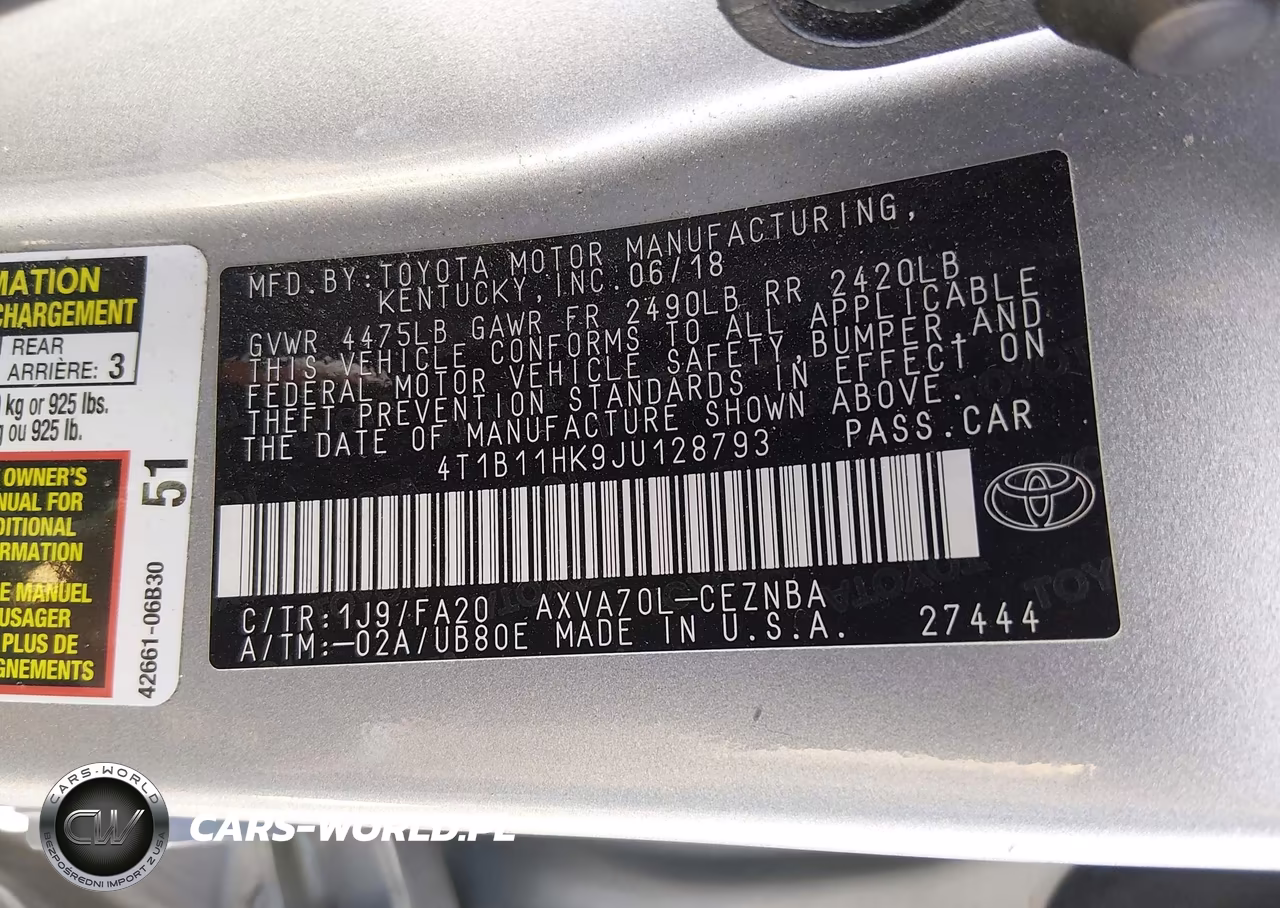 2018 Toyota Camry Le VIN:4T1B11HK9JU128793 - 9