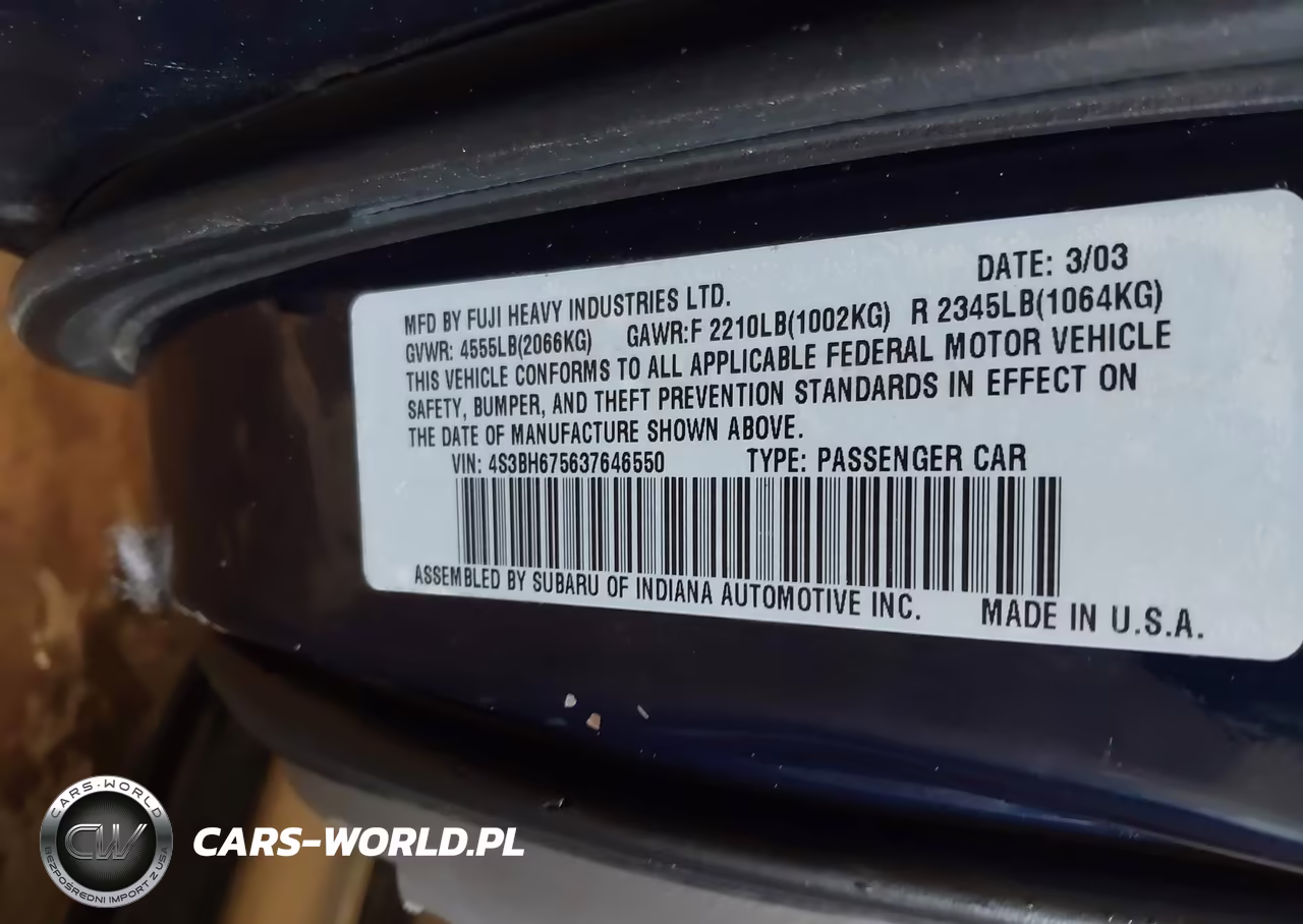 2003 Subaru Outback VIN:4S3BH675637646550 - 9
