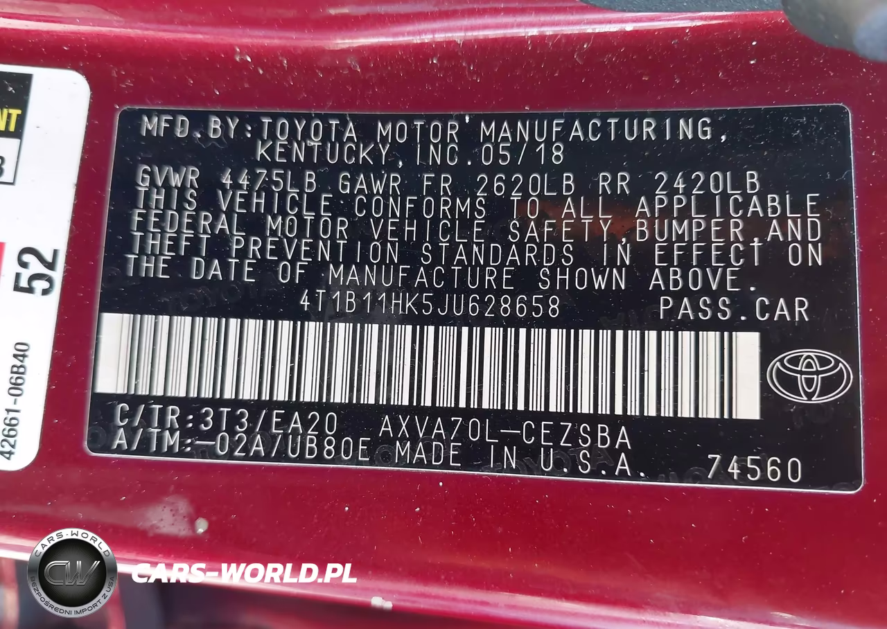 2018 Toyota Camry Se VIN:4T1B11HK5JU628658 - 9