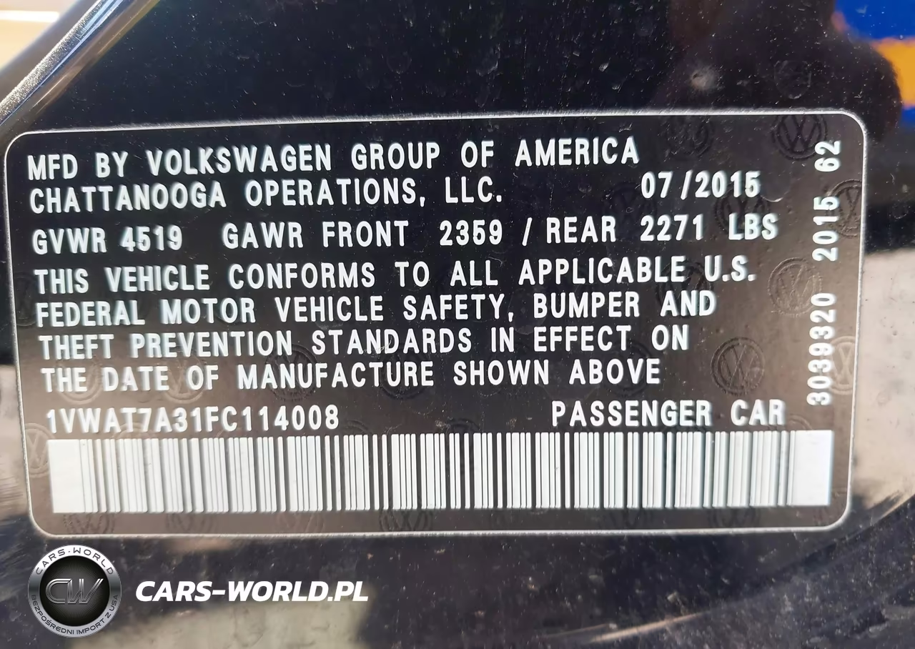 2015 Volkswagen Passat 1.8T Limited Edition VIN:1VWAT7A31FC114008 - 9