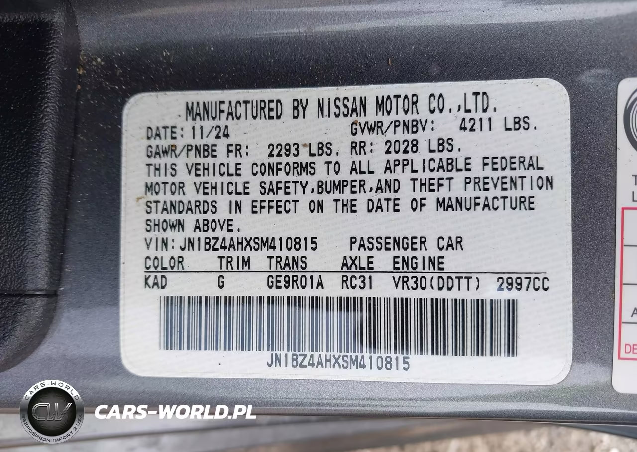 2025 Nissan Z Sport Automatic Transmission VIN:JN1BZ4AHXSM410815 - 9