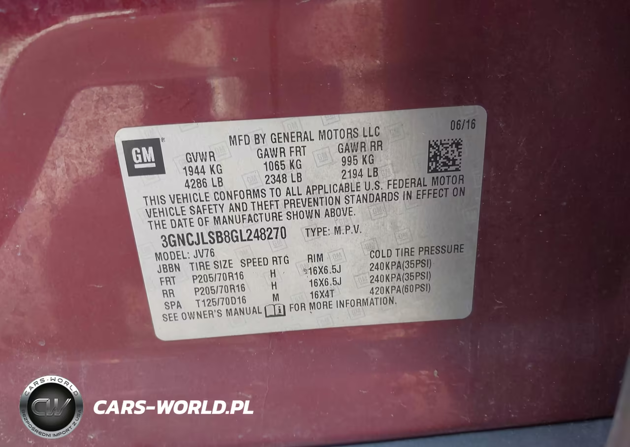 2016 Chevrolet Trax Lt VIN:3GNCJLSB8GL248270 - 9