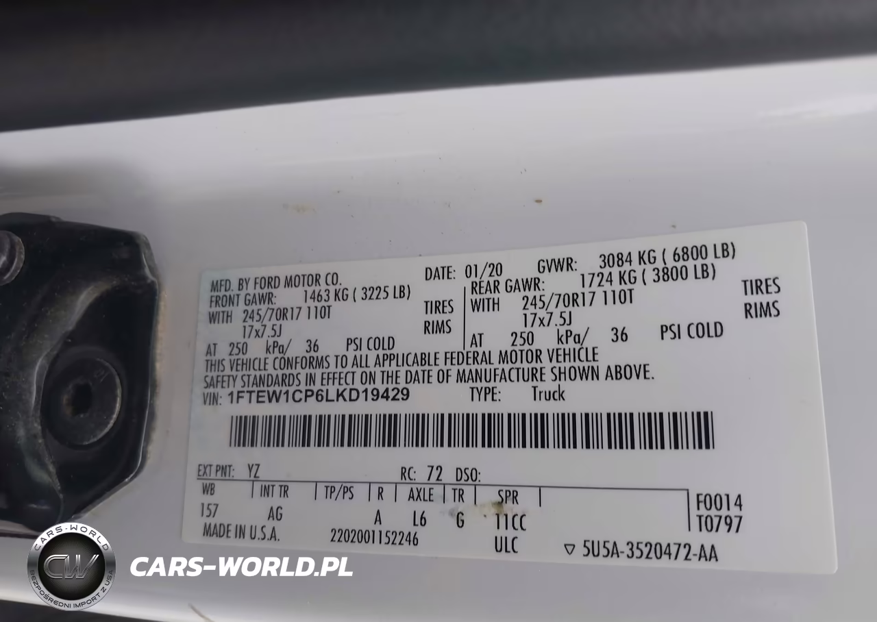 2020 Ford F-150 Xl VIN:1FTEW1CP6LKD19429 - 9