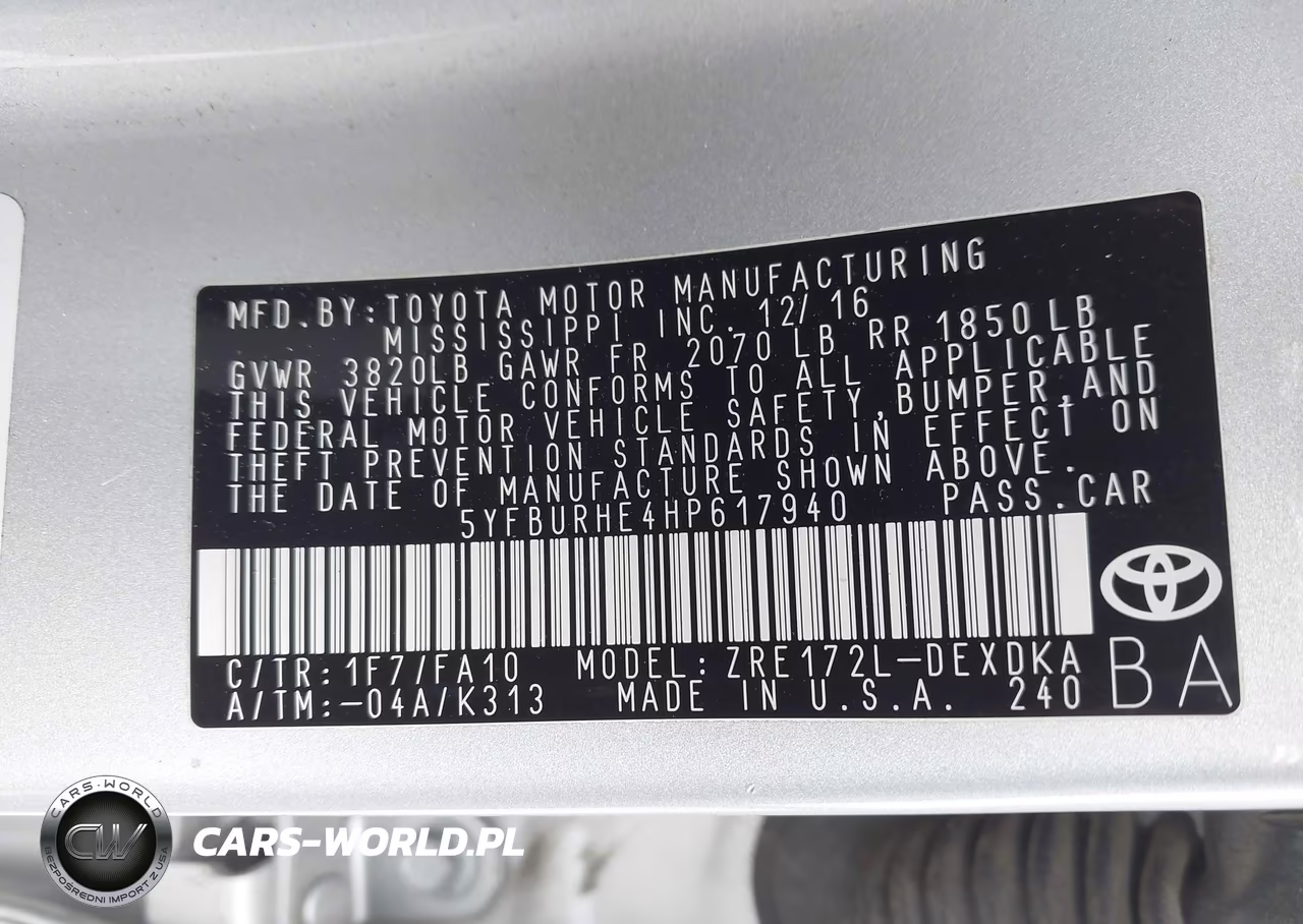 2017 Toyota Corolla L VIN:5YFBURHE4HP617940 - 9