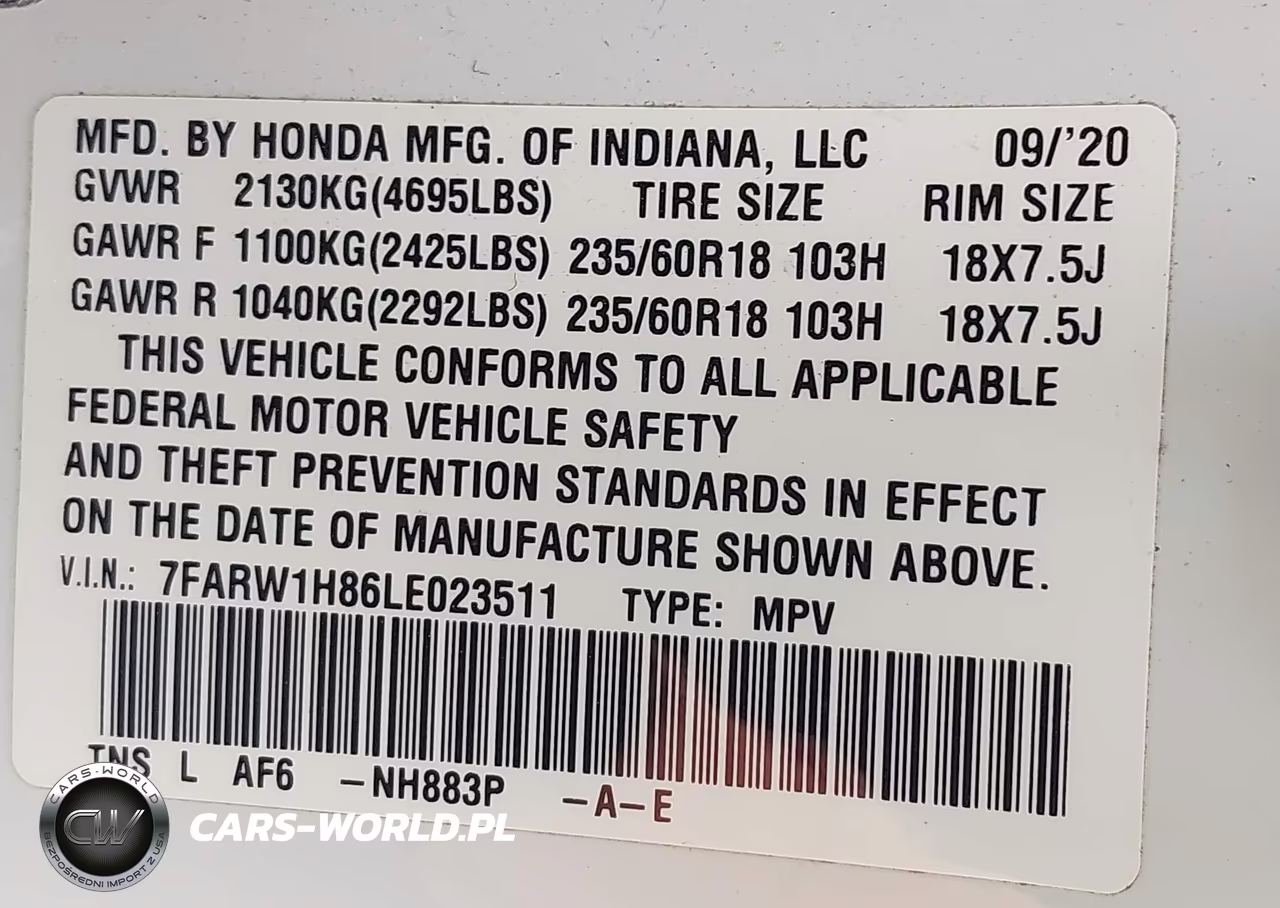 2020 Honda Cr-V 2Wd Ex-L VIN:7FARW1H86LE023511 - 9