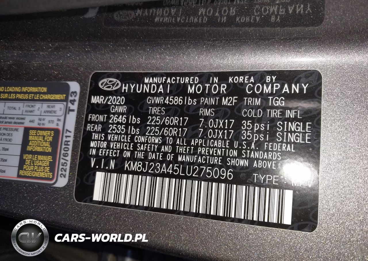 2020 Hyundai Tucson Se VIN:KM8J23A45LU275096 - 9