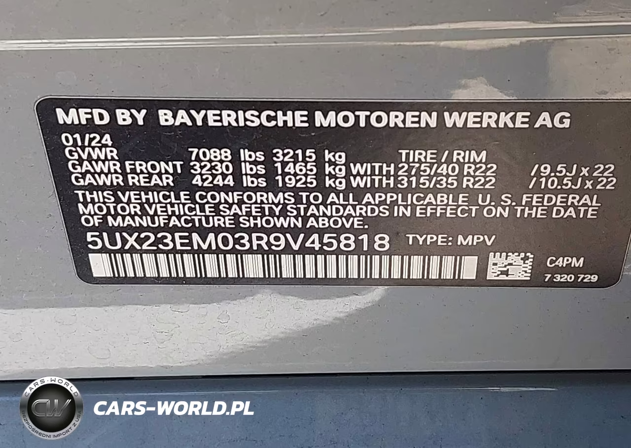 2024 BMW X7 xDrive40I VIN:5UX23EM03R9V45818 - 9