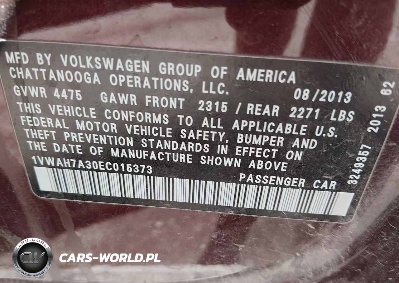 2014 Volkswagen Passat 2.5L Wolfsburg Edition VIN:1VWAH7A30EC015373 - 9