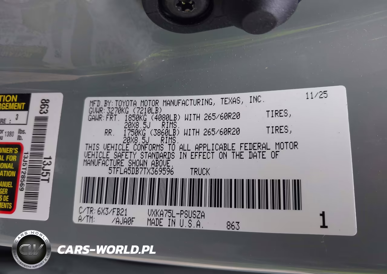 2026 Toyota Tundra Sr5 Crewmax 5.5' Bed VIN:5TFLA5DB7TX369596 - 9