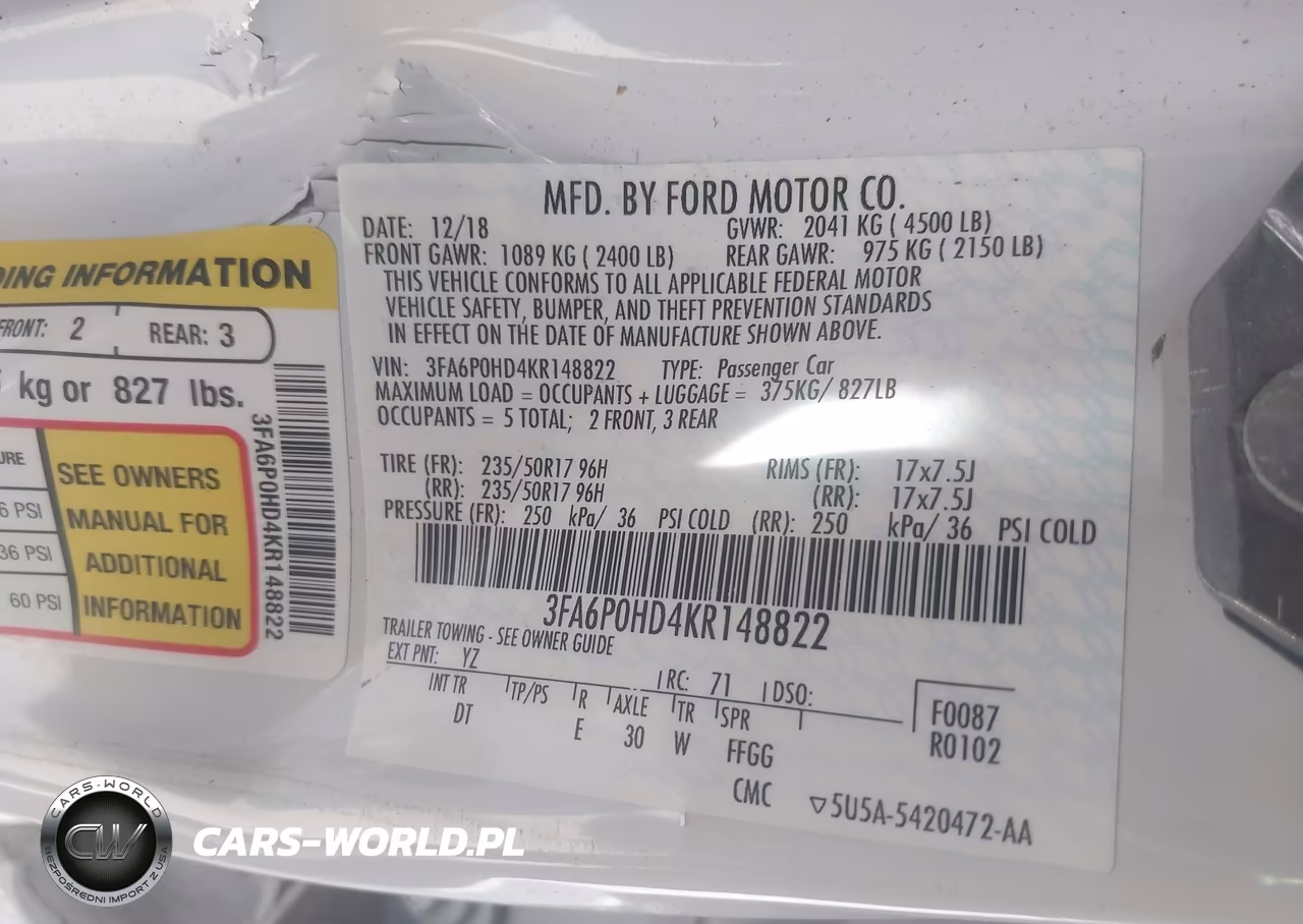 2019 Ford Fusion Se VIN:3FA6P0HD4KR148822 - 9