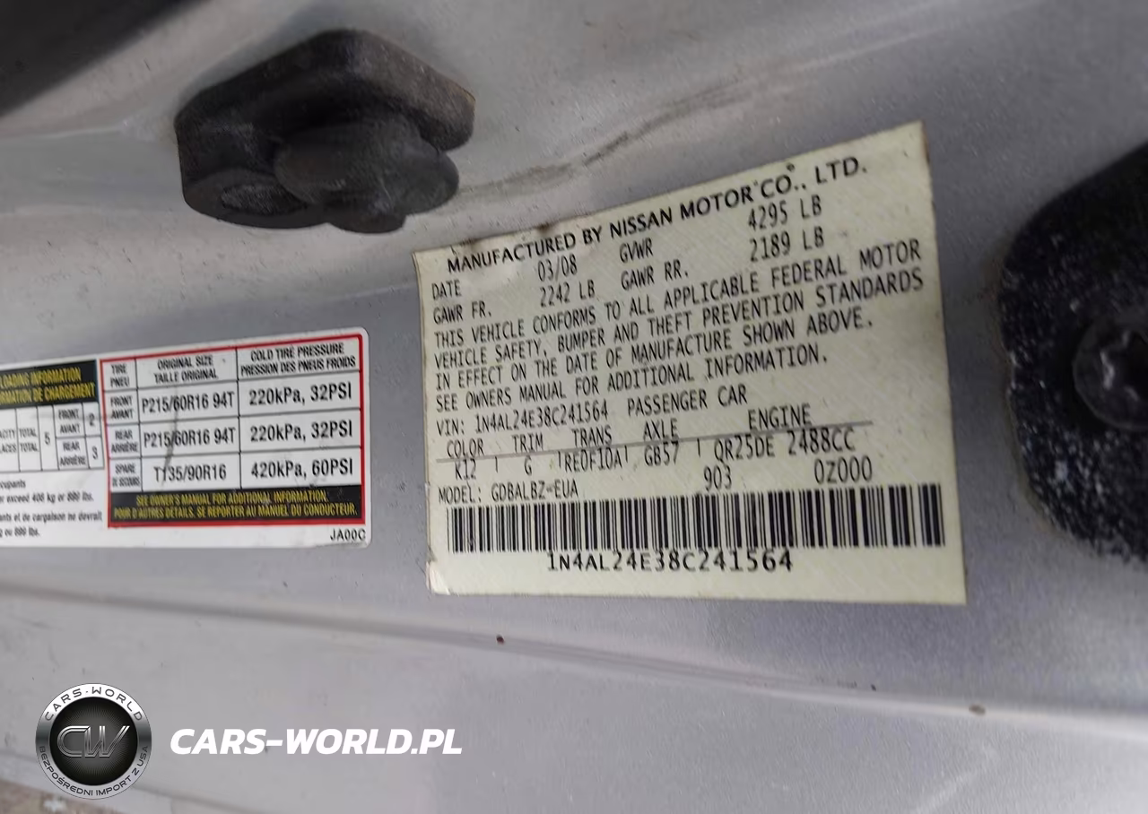2008 Nissan Altima 2.5 S VIN:1N4AL24E38C241564 - 9