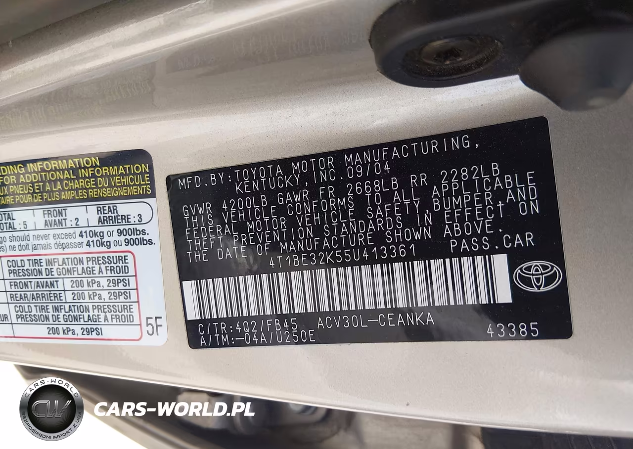 2005 Toyota Camry Le VIN:4T1BE32K55U413361 - 9