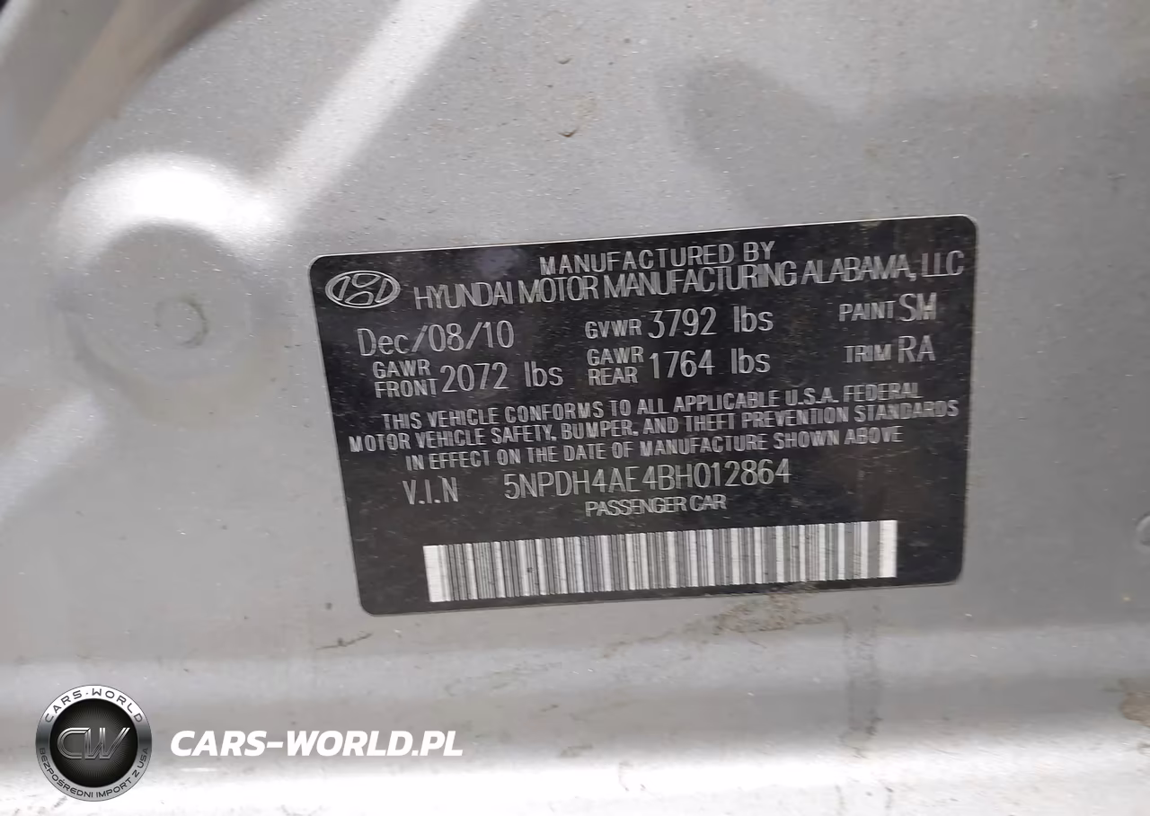 2011 Hyundai Elantra Gls VIN:5NPDH4AE4BH012864 - 9