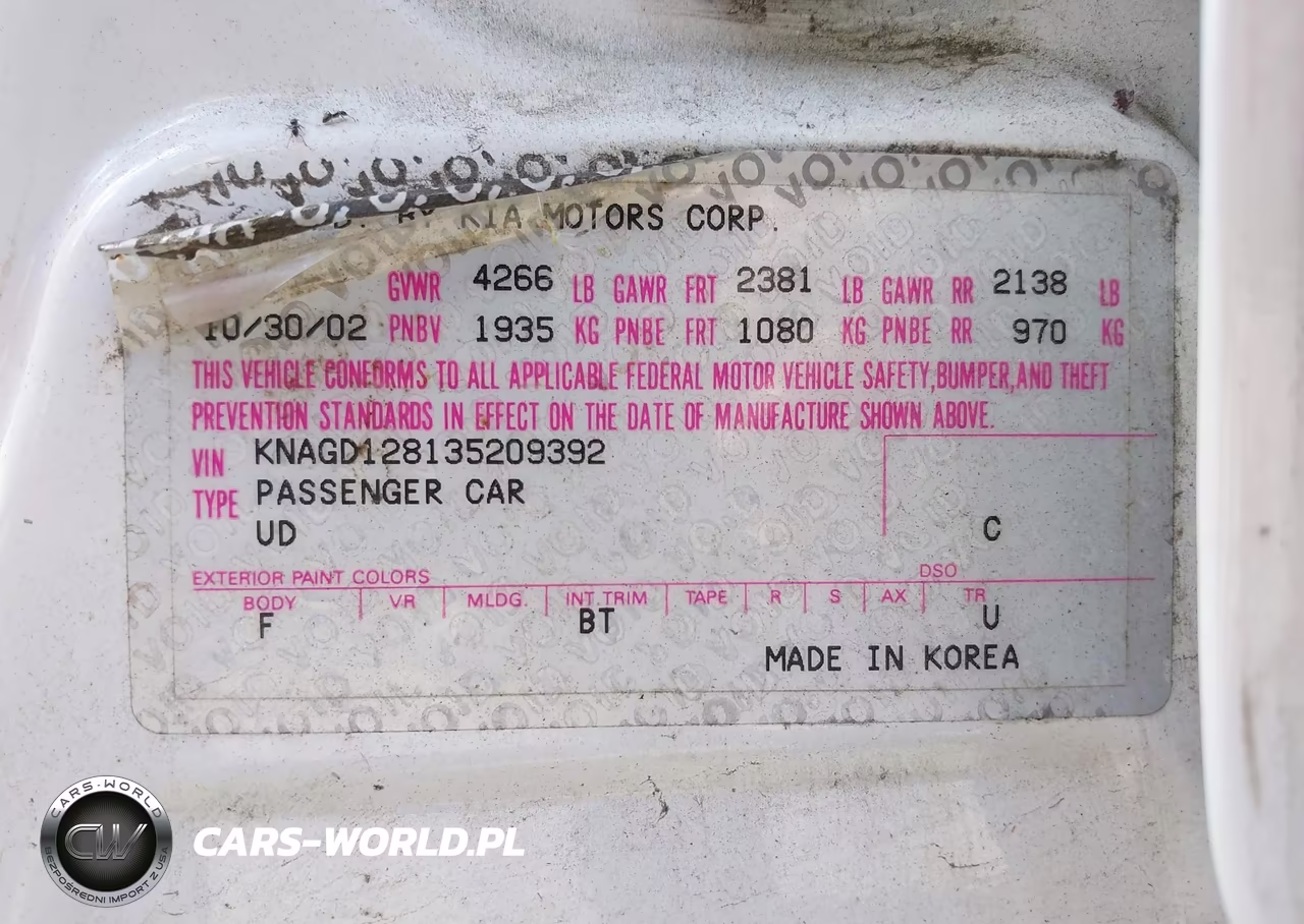 2003 Kia Optima Lx V6-Se V6 VIN:KNAGD128135209392 - 9