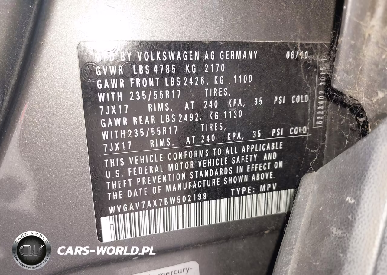 2011 Volkswagen Tiguan Se VIN:WVGAV7AX7BW502199 - 9