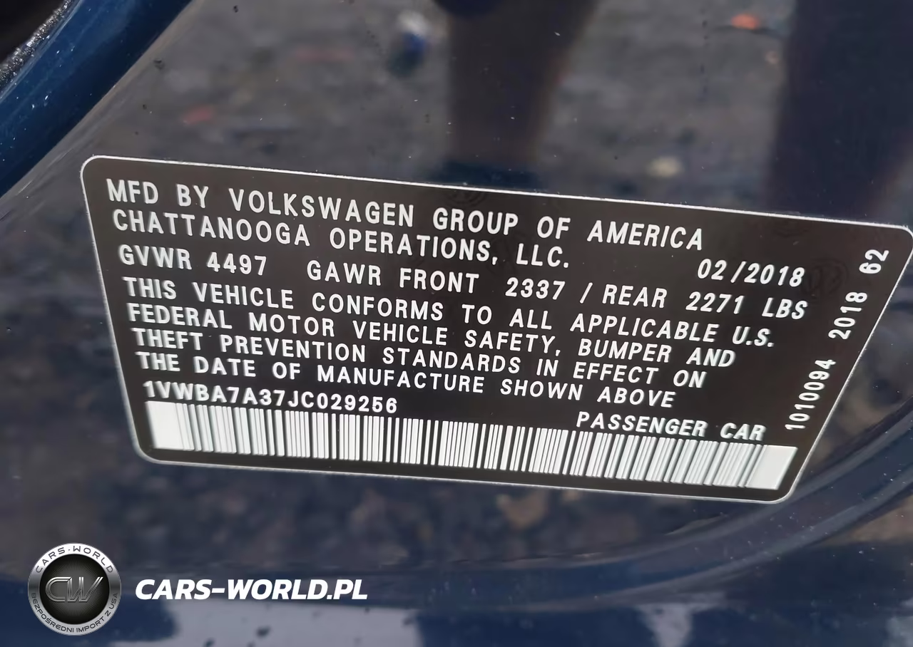 2018 Volkswagen Passat 2.0T Se VIN:1VWBA7A37JC029256 - 9