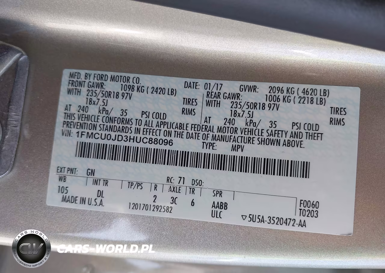 2017 Ford Escape Titanium VIN:1FMCU0JD3HUC88096 - 9