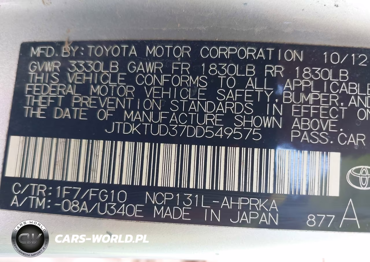 2013 Toyota Yaris Le VIN:JTDKTUD37DD549575 - 9