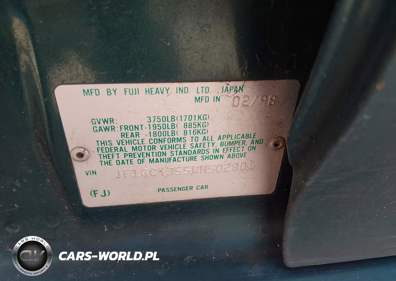 1998 Subaru Impreza L VIN:JF1GC4355WH502801 - 9
