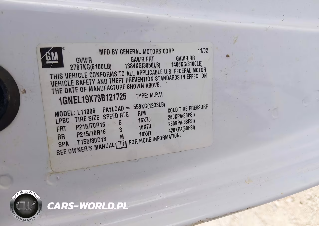 2003 Chevrolet Astro Ls VIN:1GNEL19X73B121725 - 9