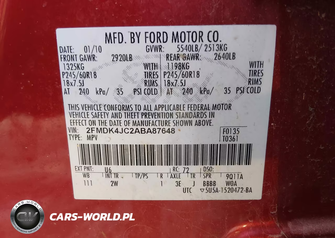2010 Ford Edge Sel VIN:2FMDK4JC2ABA87648 - 9