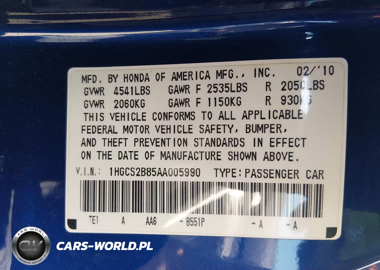 2010 Honda Accord 3.5 Ex-L VIN:1HGCS2B85AA005990 - 9