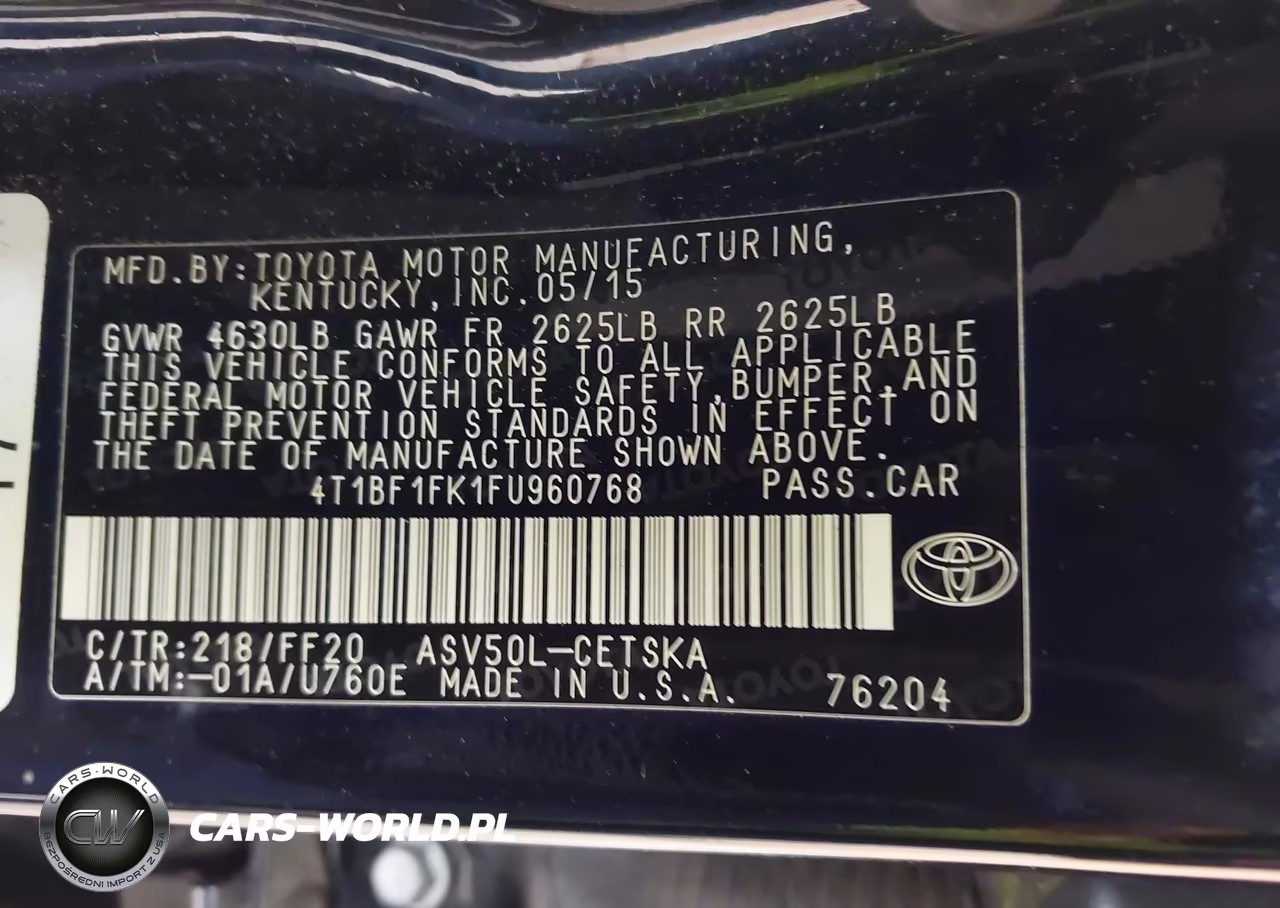 2015 Toyota Camry Se VIN:4T1BF1FK1FU960768 - 9