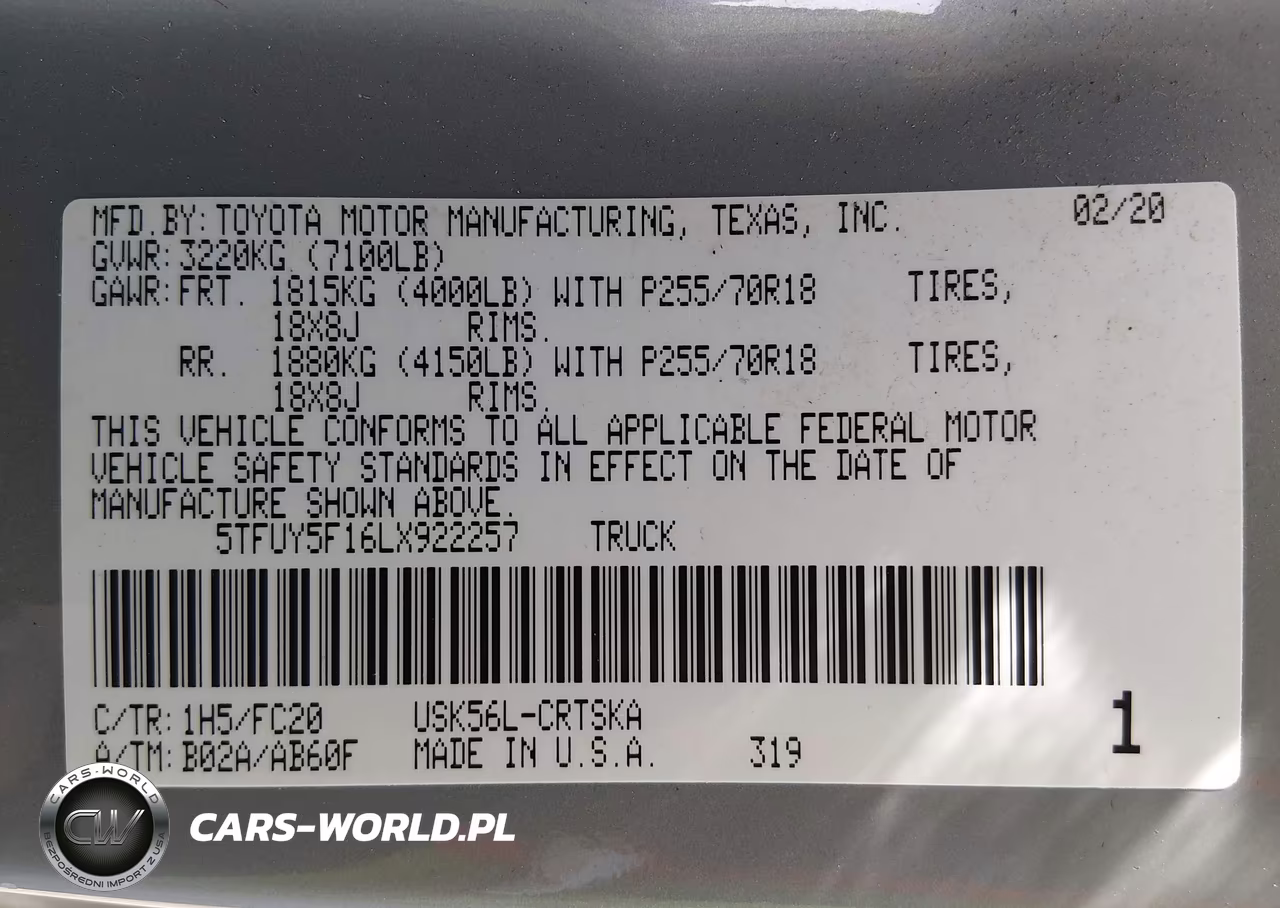 2020 Toyota Tundra Sr5 VIN:5TFUY5F16LX922257 - 9