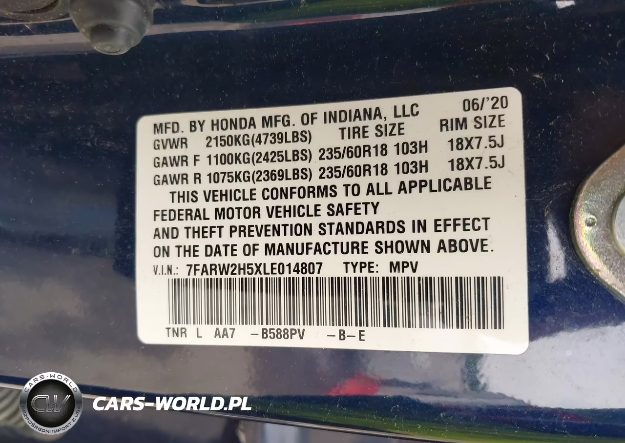 2020 Honda Cr-V Awd Ex VIN:7FARW2H5XLE014807 - 9