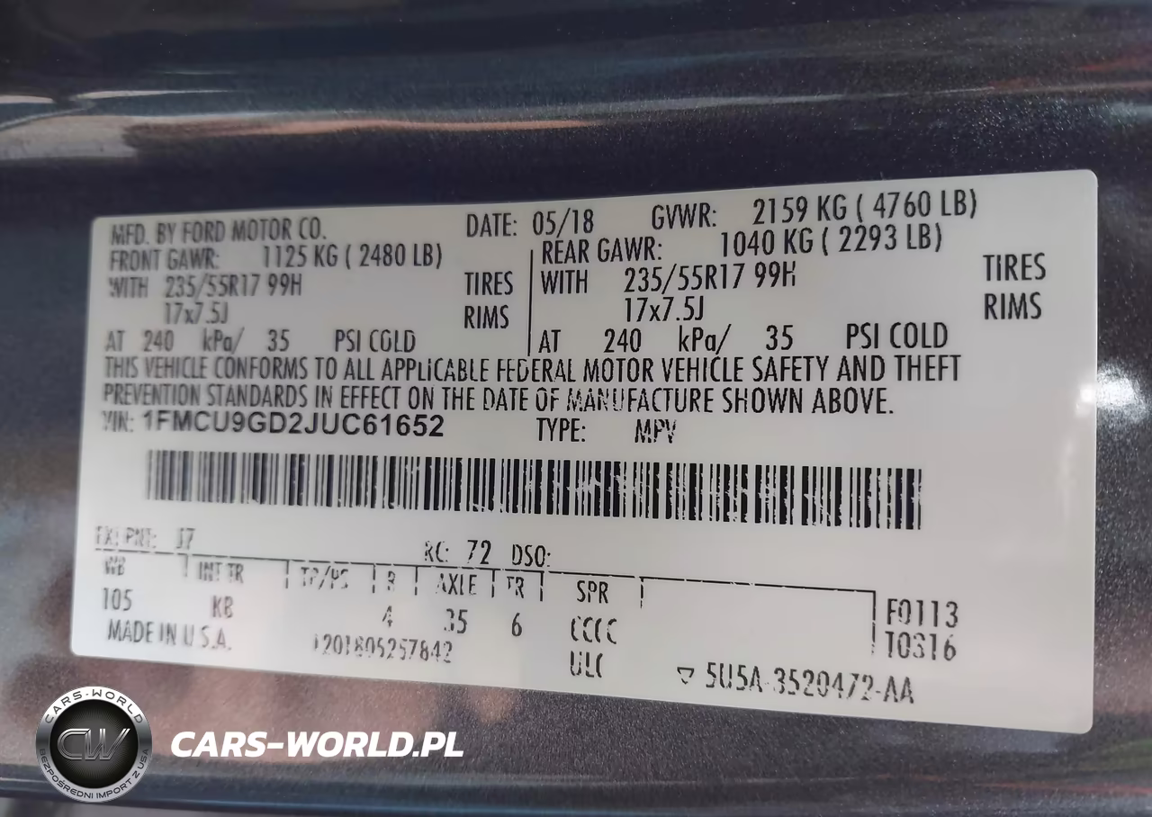 2018 Ford Escape Se VIN:1FMCU9GD2JUC61652 - 9