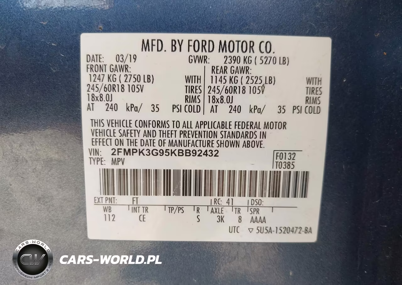 2019 Ford Edge Se VIN:2FMPK3G95KBB92432 - 9
