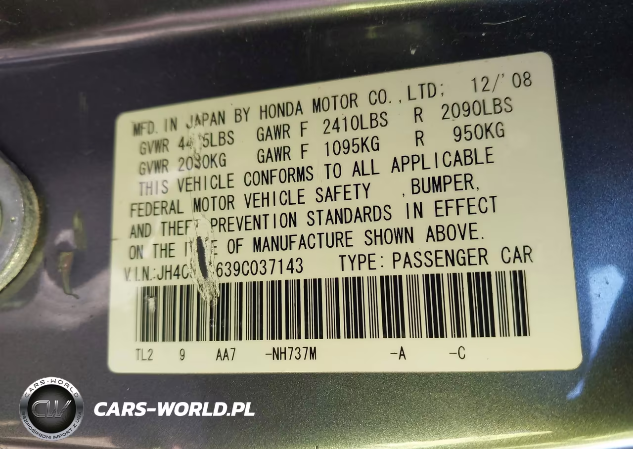 2009 Acura Tsx VIN:JH4CU26639C037143 - 9