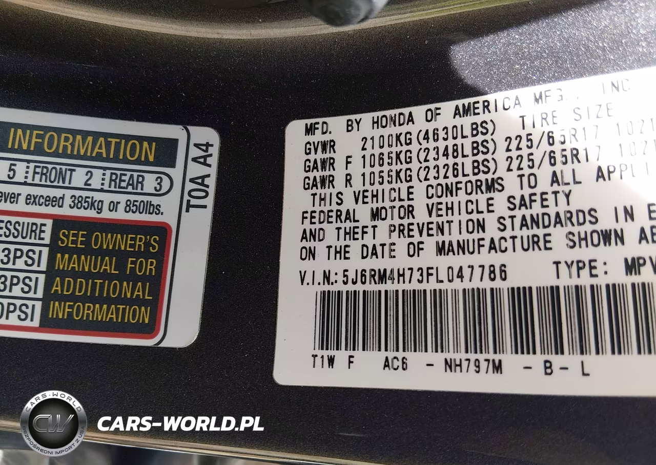 2015 Honda Cr-V Ex-L VIN:5J6RM4H73FL047786 - 9