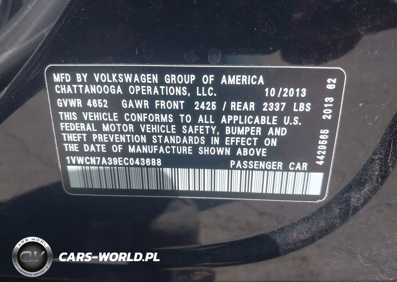 2014 Volkswagen Passat 2.0L Tdi Sel Premium VIN:1VWCN7A39EC043688 - 9