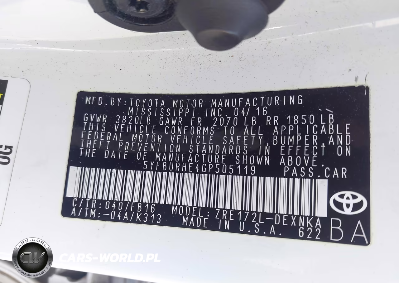 2016 Toyota Corolla Le VIN:5YFBURHE4GP505119 - 9