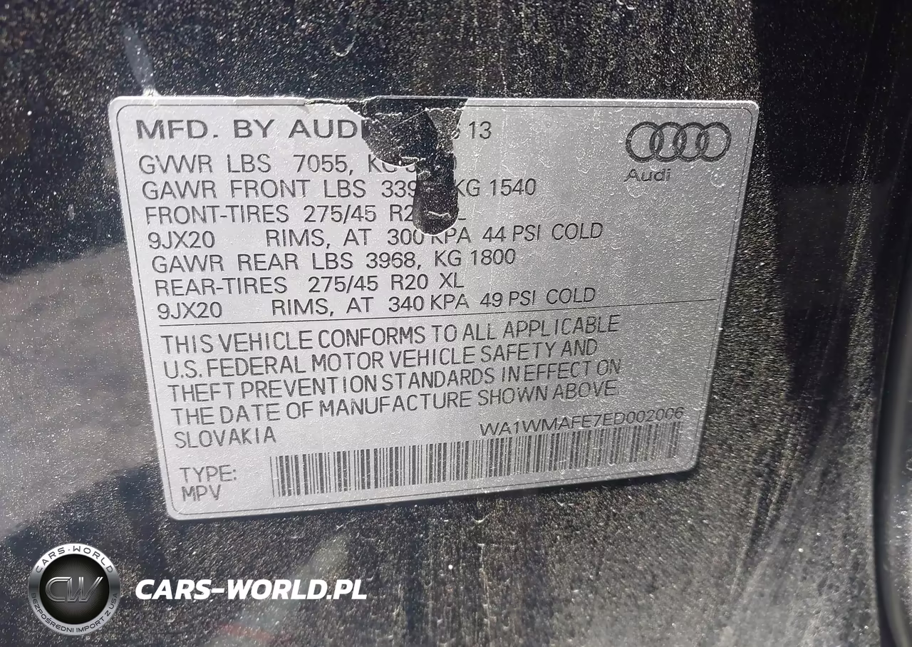 2014 Audi Q7 3.0 Tdi Premium VIN:WA1WMAFE7ED002006 - 9