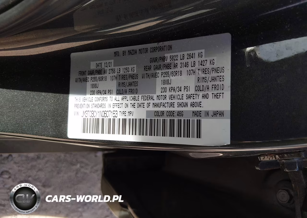2022 Mazda Cx-9 Touring VIN:JM3TCBCY1N0607153 - 9