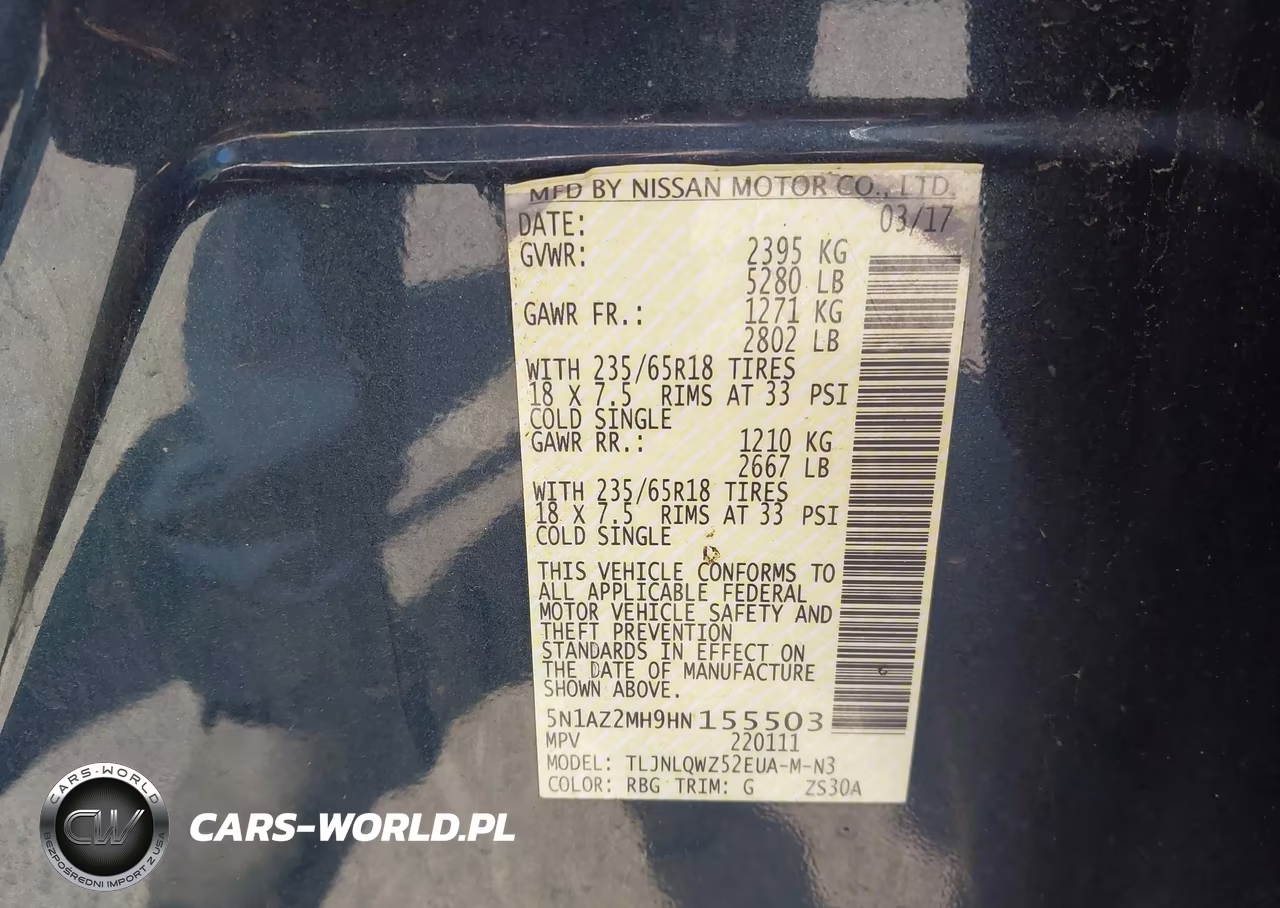 2017 Nissan Murano Sv VIN:5N1AZ2MH9HN155503 - 9