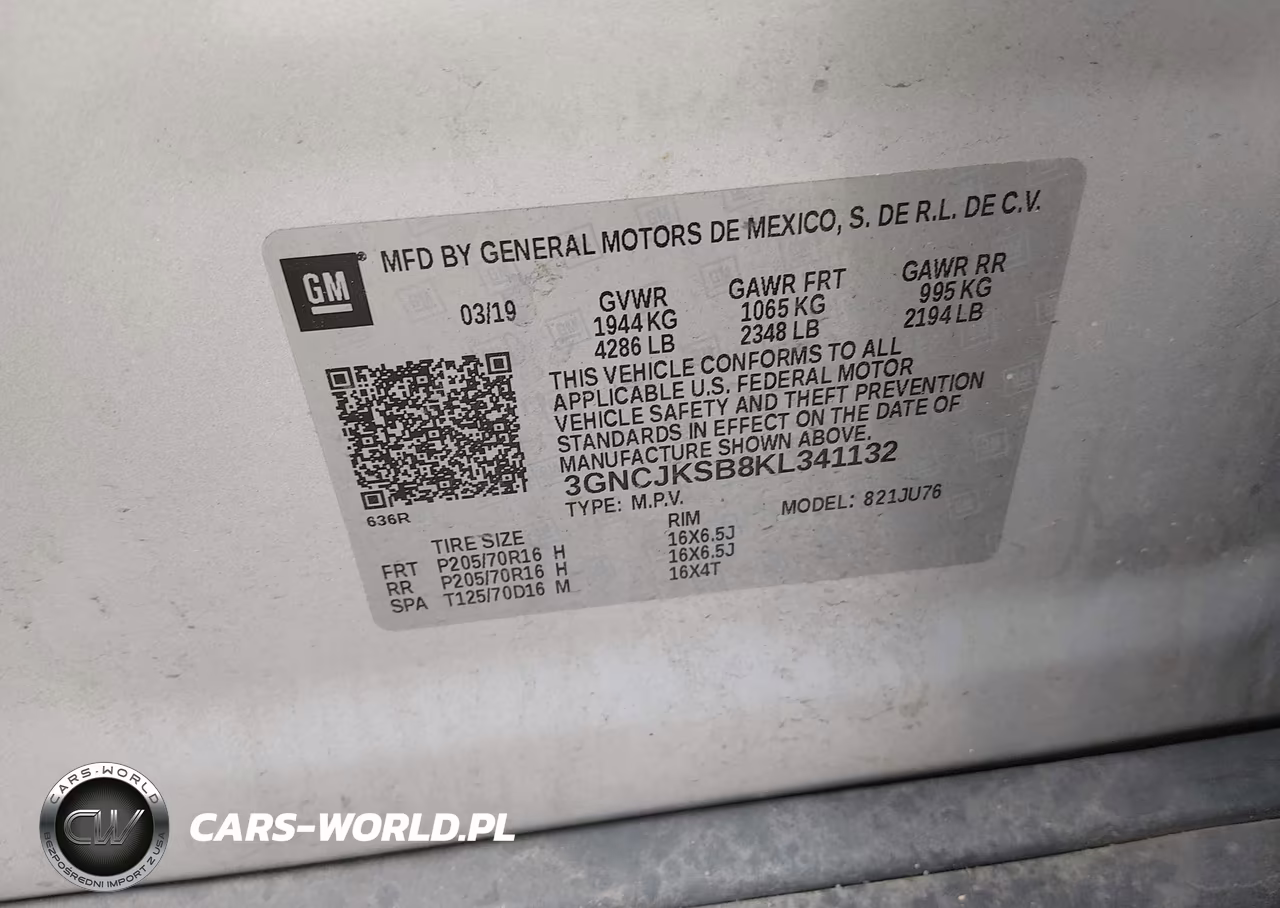 2019 Chevrolet Trax Ls VIN:3GNCJKSB8KL341132 - 9