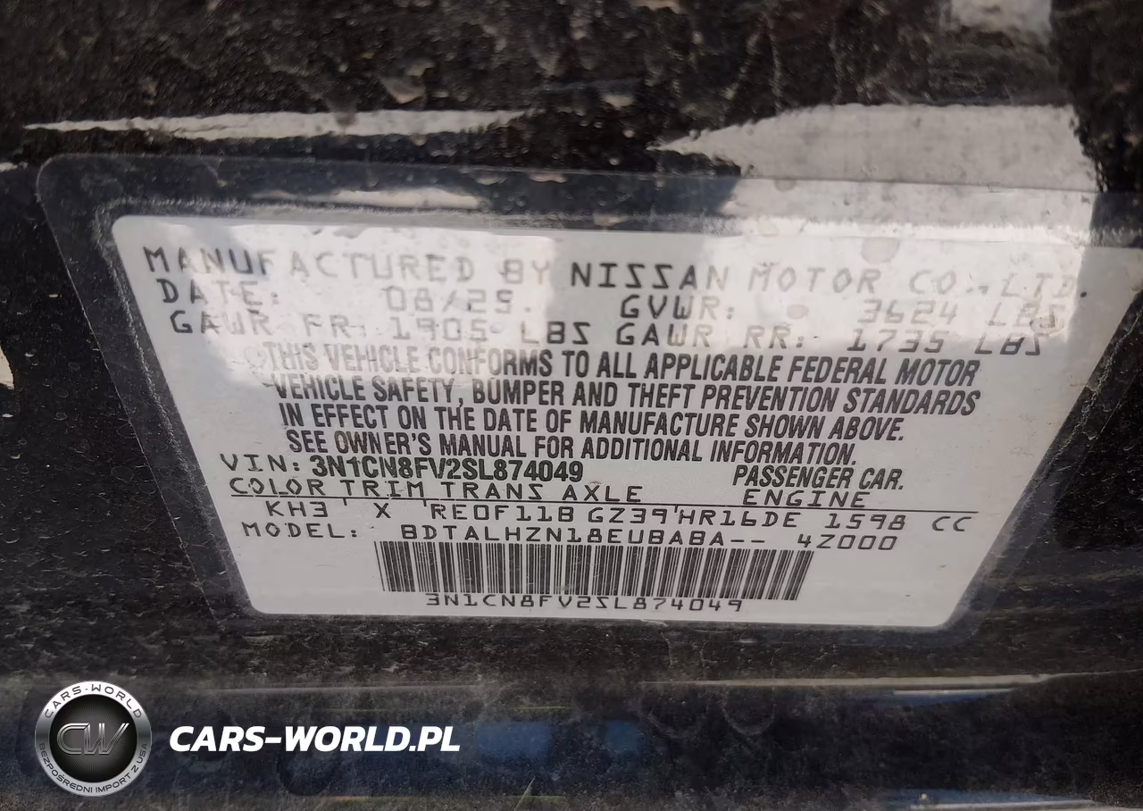 2025 Nissan Versa 1.6 Sr VIN:3N1CN8FV2SL874049 - 9