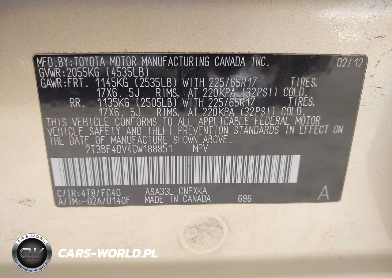 2012 Toyota Rav4 VIN:2T3BF4DV4CW188851 - 9