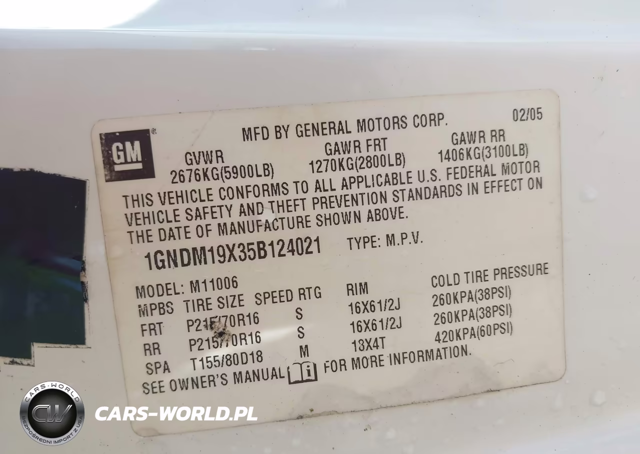 2005 Chevrolet Astro VIN:1GNDM19X35B124021 - 9