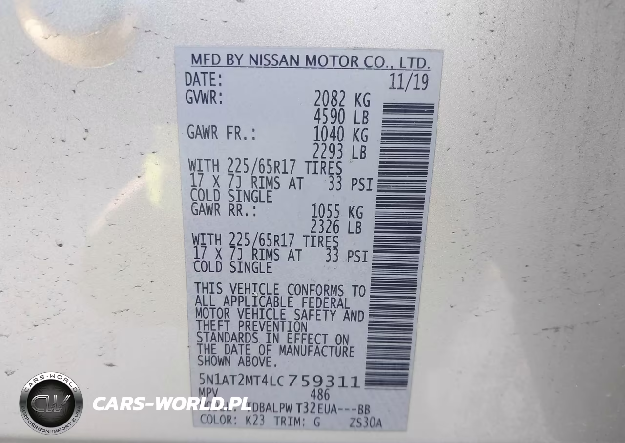 2020 Nissan Rogue S Fwd VIN:5N1AT2MT4LC759311 - 9