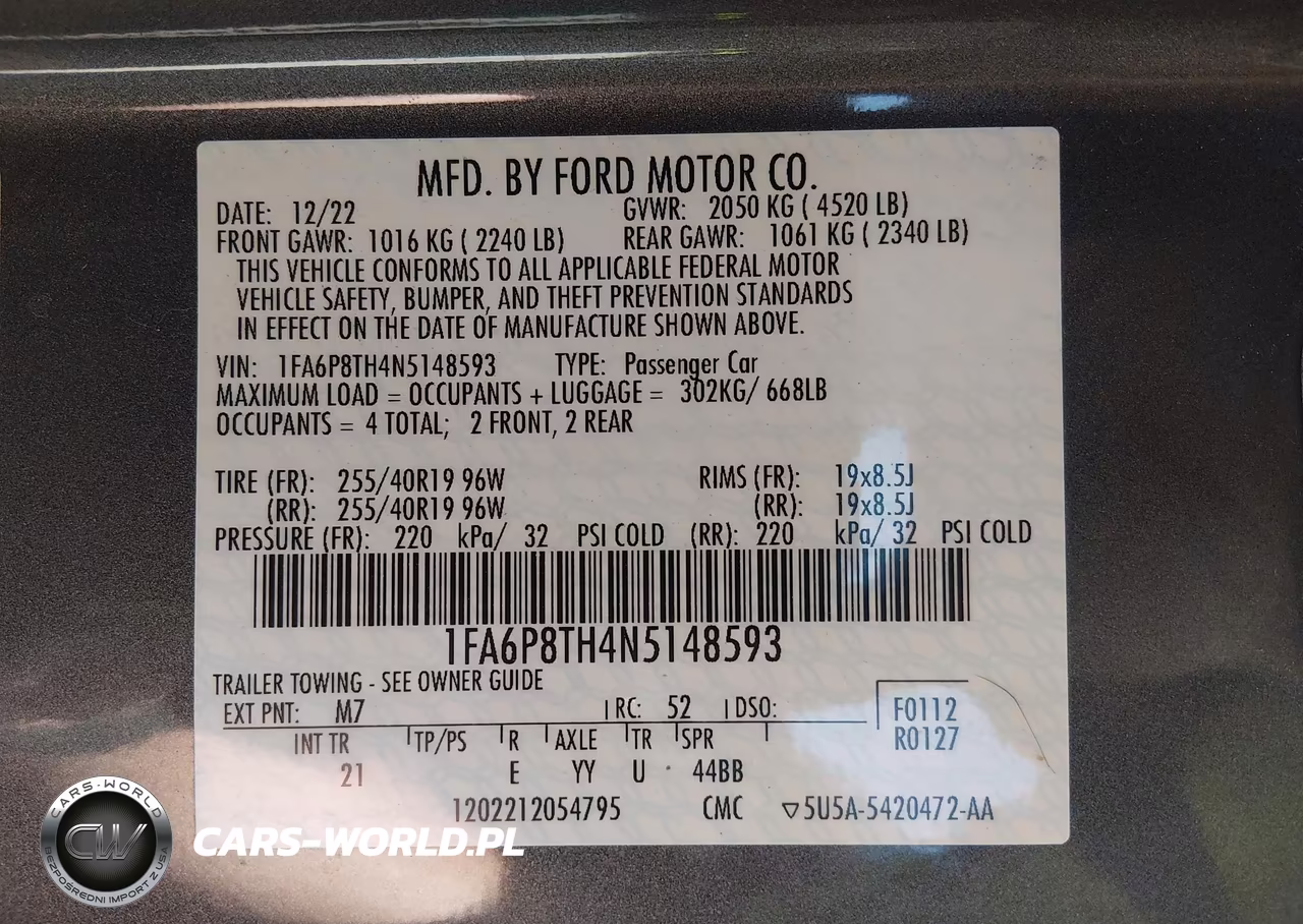 2022 Ford Mustang Ecoboost Fastback VIN:1FA6P8TH4N5148593 - 9