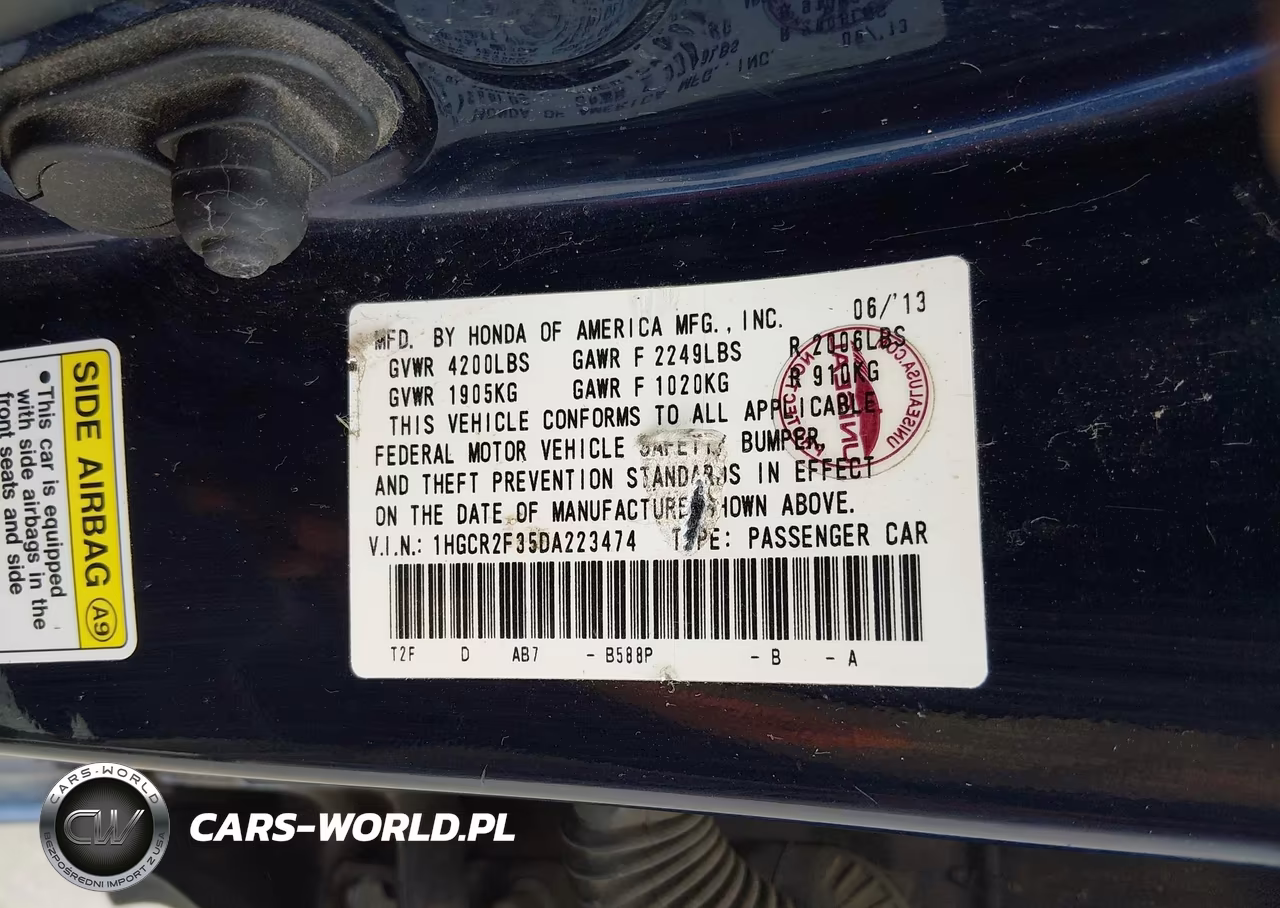 2013 Honda Accord Lx VIN:1HGCR2F35DA223474 - 9