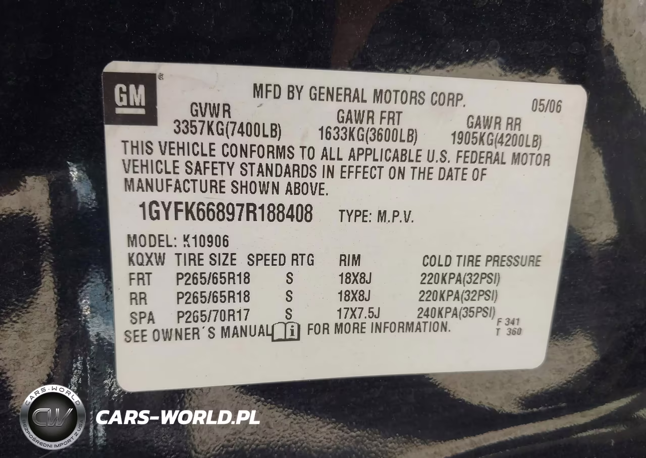 2007 Cadillac Escalade Esv Standard VIN:1GYFK66897R188408 - 9