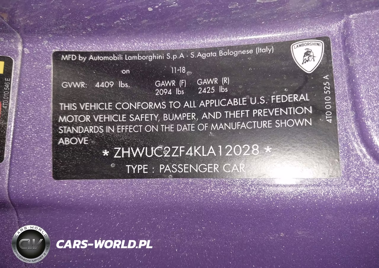 2019 Lamborghini Huracan Lp580-2 VIN:ZHWUC2ZF4KLA12028 - 9