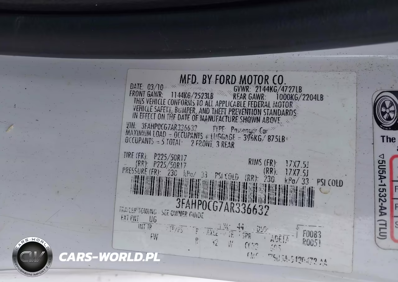 2010 Ford Fusion Sel VIN:3FAHP0CG7AR336632 - 9