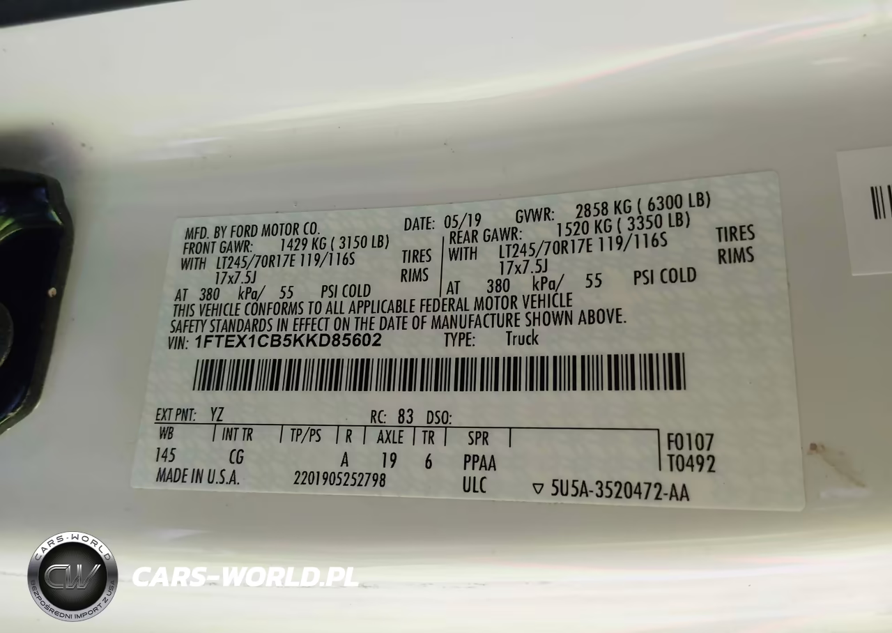 2019 Ford F-150 Xl VIN:1FTEX1CB5KKD85602 - 9