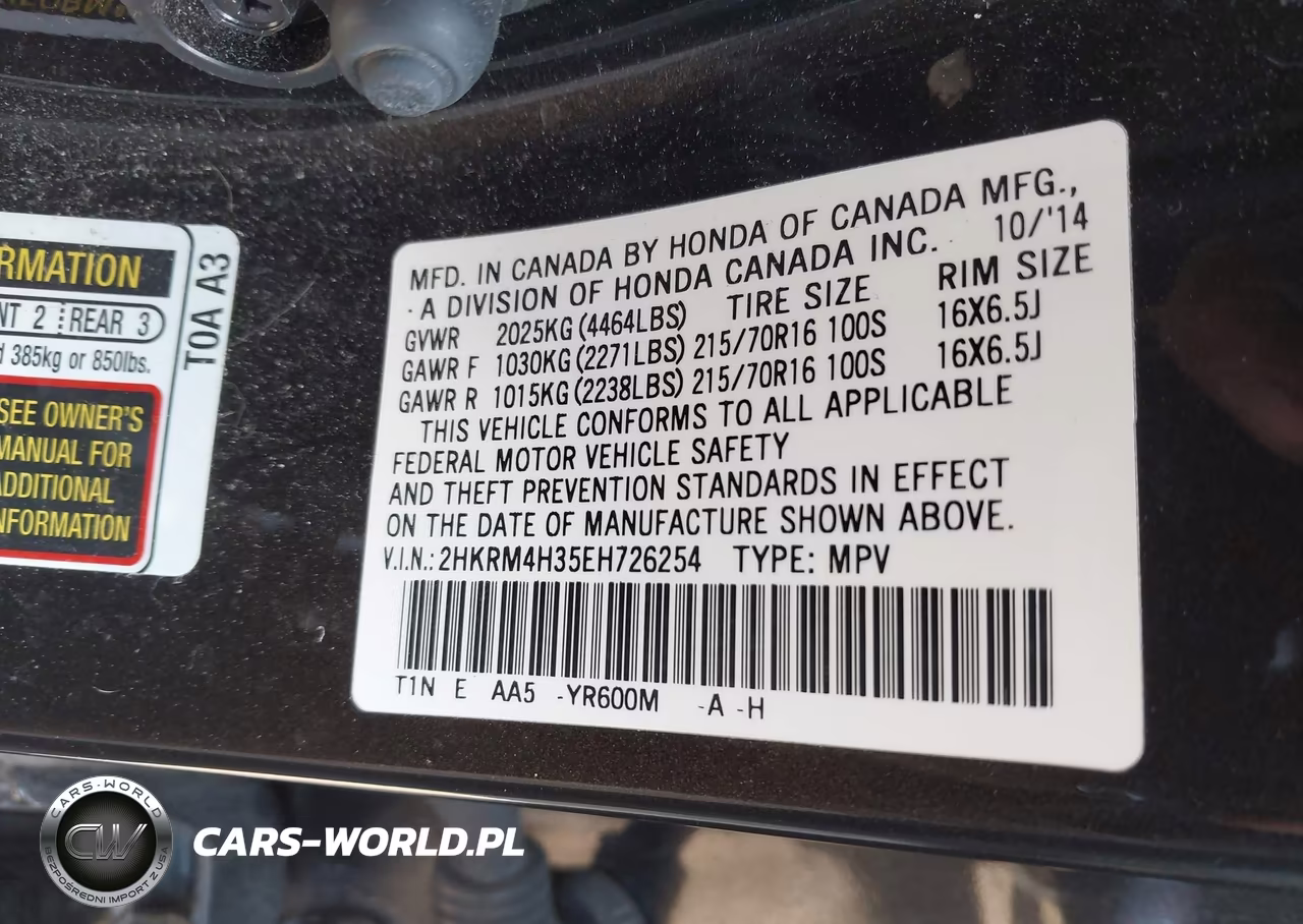 2014 Honda Cr-V Lx VIN:2HKRM4H35EH726254 - 9